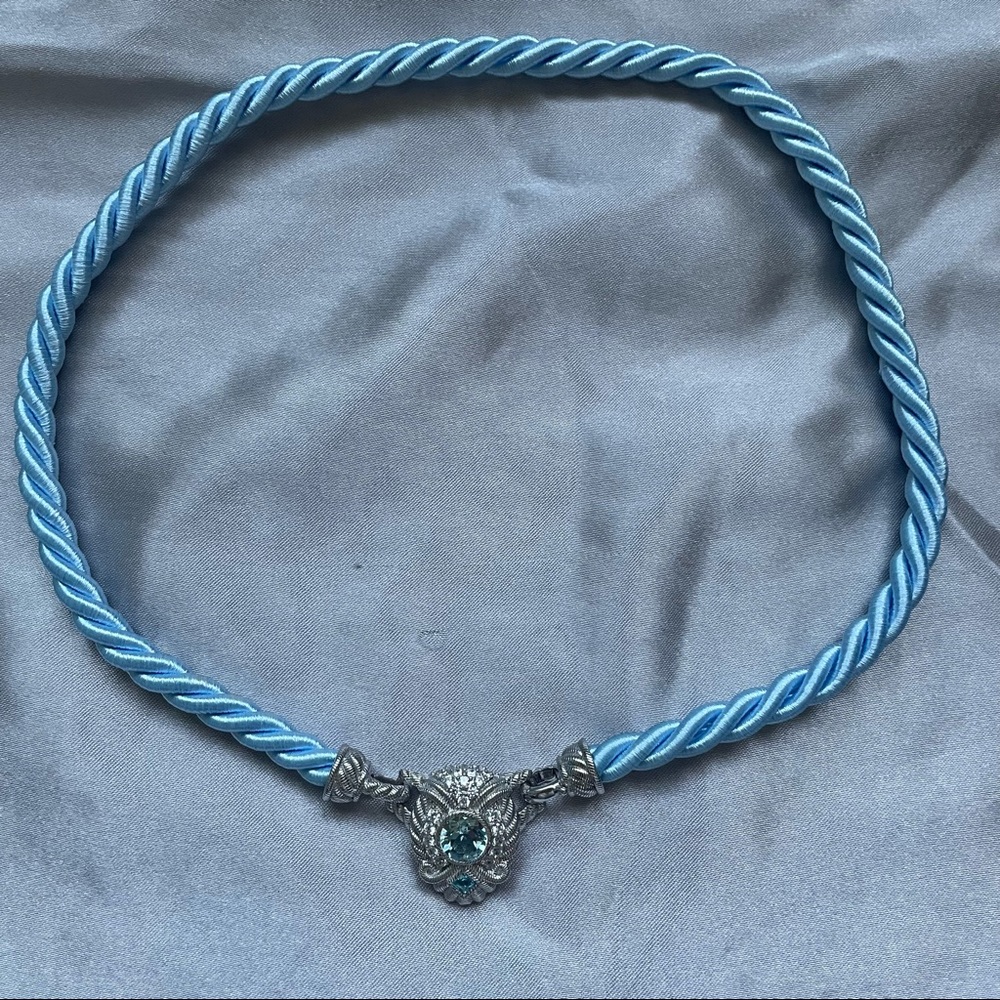 Judith Ripka Blue Topaz Rope Silver Necklace